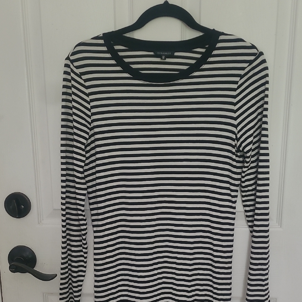 Black and White Striped Long Sleeve Shirt